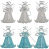 Ange en verre robe sablee avec coeur couleur H. 4,5 cm, SERIE DE 6 ANGES ASSORTIS