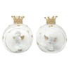 Ange en resine et ailes de couleur doree dans boule de verre avec couronne sur le dessus Ø 8 cm, LOT DE 2 BOULES