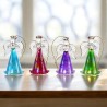 Ange en verre robe striee de couleur avec clochette H.8 cm, SERIE DE 4 ANGES ASSORTIS