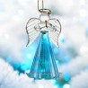 Ange en verre robe striee de couleur avec clochette H.8 cm, SERIE DE 4 ANGES ASSORTIS