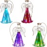 Ange en verre robe striee de couleur avec clochette H.8 cm, SERIE DE 4 ANGES ASSORTIS