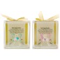 Ange en verre sur support avec priere de l ange gardien H. 9,5 x7,5 cm, livre en boite cadeau, 2 couleurs.