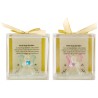 Ange en verre sur support avec priere de l ange gardien H. 9,5 x7,5 cm, livre en boite cadeau, 2 couleurs.