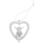 Boite de 12 anges dans coeur avec coeur strass a suspendre. H. 6 cm