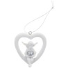 Boite de 12 anges dans coeur avec coeur strass a suspendre. H. 6 cm