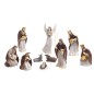 Crèche résine style céramique peinte à la main de 10 personnages H. 19.2 cm