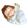 Petit ange couche en résine, couleur dorée et blanche H. 4 cm