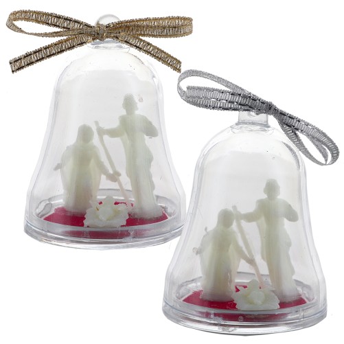 Nativité fluorescente dans cloche en plastique. LOT DE 2