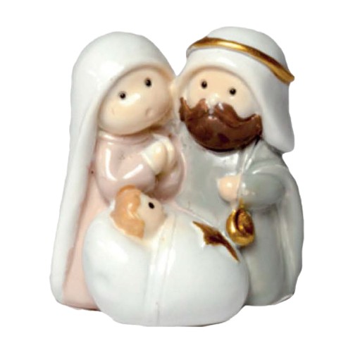 Nativité en résine de couleur effet porcelaine peinte à la main H. 4 cm