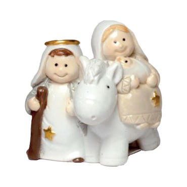 Nativité en résine avec ane style porcelaine peinte a la main H. 4 cm