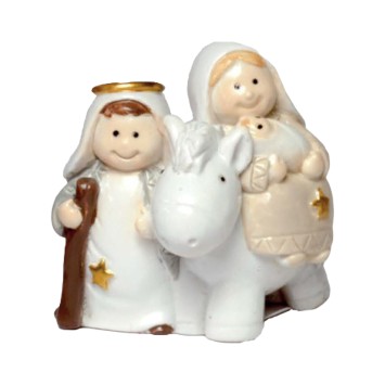 Nativité en résine avec ane style porcelaine peinte a la main H. 4 cm
