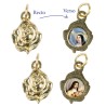 Médaille métal couleur dorée forme rose Ø 1.4 cm avec une résine. Plusieurs saints.
