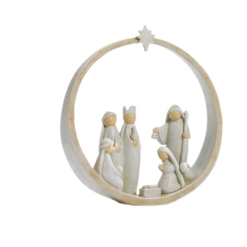 Nativité en résine avec rois mage H. 21.4 cm
