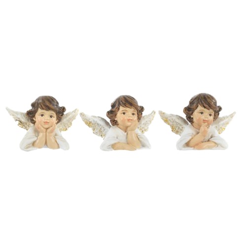 Assortiment d anges en resine couleur blanc et or H. 4,3 cm - LOT DE 3
