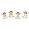 Assortiment d anges assis en resine couleur blanc et or H. 4,3 cm - LOT DE 4