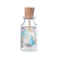 Bouteille en verre décor Nativité, étoile à strass suspendue et Jésus en métal antique. 2,6 x 6 cm.