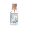 Bouteille en verre décor Nativité, étoile à strass suspendue et Jésus en métal antique. 2,6 x 6 cm.