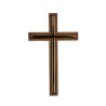 Croix d aube en résine marron avec liseré couleur dorée 10 cm et lacet blanc 60 cm.