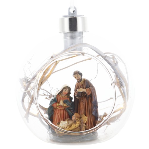 Sainte Famille dans boule lumineuse Ø 10 cm