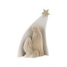 Sainte Famille moderne en porcelaine sur support cabane avec étoile H. 18 cm