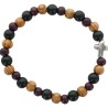 Bracelet dizainier sur élastique, grains en bois multicolores Ø 8 mm croix métal.