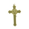 Croix de saint Benoit en metal couleur doree, hauteur 7,5 cm.