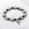 Bracelet élastique avec médaille de l’Esprit Saint et grains en hématite.