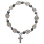 Bracelet élastique avec médaille de l’Esprit Saint et grains en hématite.