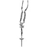 Collier dizainier réglable avec cordon noir, grains en hématite, cœur Saint Michel et pendentif épée de Saint Michel.