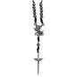 Collier dizainier réglable avec cordon noir, grains en hématite, cœur Saint Michel et pendentif épée de Saint Michel.