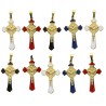 Croix de cou de Saint Benoit couleur doree, emaillee, H. 4,5 cm. LOT DE 10 ASSORTIS