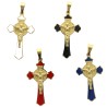 Croix de cou de Saint Benoit couleur doree, emaillee, H. 4,5 cm. LOT DE 10 ASSORTIS