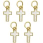 Croix de cou, petit modele, couleur doree et interieur couleur blanc nacre, H. 1,2 cm. LOT DE 5
