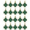 Croix de cou carree couleur doree, facette style malachite, H. 1,5 cm. LOT DE 5