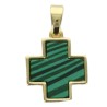 Croix de cou carree couleur doree, facette style malachite, H. 1,5 cm. LOT DE 5