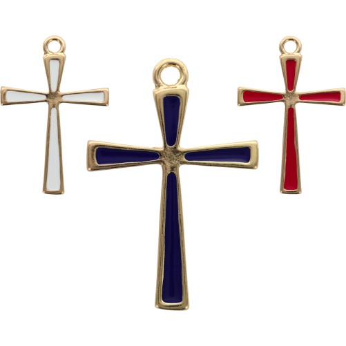 Croix en métal doré, émaillée plusieurs couleurs – Hauteur 7 cm