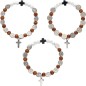 Bracelet dizainier avec médaille en métal, grains en bois et une croix. Modèles disponibles avec différents Saints.