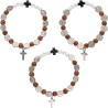 Bracelet dizainier avec médaille en métal, grains en bois et une croix. Modèles disponibles avec différents Saints.