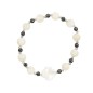 Bracelet dizainier sur élastique grains en nacre et hématite Ø 7 mm avec croix nacre.