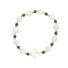 Bracelet dizainier sur élastique grains en nacre et hématite Ø 7 mm avec croix nacre.