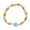 Bracelet dizainier sur élastique grains en bois Ø 9 mm et grains croix en métal, avec résine VM