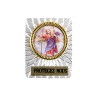 Plaque auto striée H. 3,4 cm en alu avec résine saint Christophe.