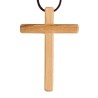 Croix d aube en bois d olivier de Terre Sainte bords biseautes 10 cm avec petit cordon marron 5 cm.