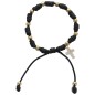 Bracelet dizainier sur corde reglable, grains de couleurs dores Ø 5 mm et croix. Existe en differentes couleurs.