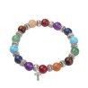 Bracelet sur elastique grains pierres multicolore Ø 8 mm avec separateurs metal.