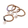Bracelet sur elastique grains bois Ø 8 mm et eclats de pierres naturelles avec medaille arbre de vie. LOT DE 5 ASSORTIS
