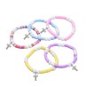Bracelet sur elastique pour enfant en pate polymere et grains nacres en verre 6 mm. LOT DE 10 ASSORTIS