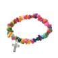 Bracelet sur elastique pour enfant, eclats de coquillage colores 7 mm.