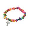 Bracelet sur elastique pour enfant, eclats de coquillage colores 7 mm.