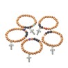 Bracelet sur élastique grains bois et pierres de lave / pierre naturelle Ø 8 mm. LOT DE 5 ASSORTIS